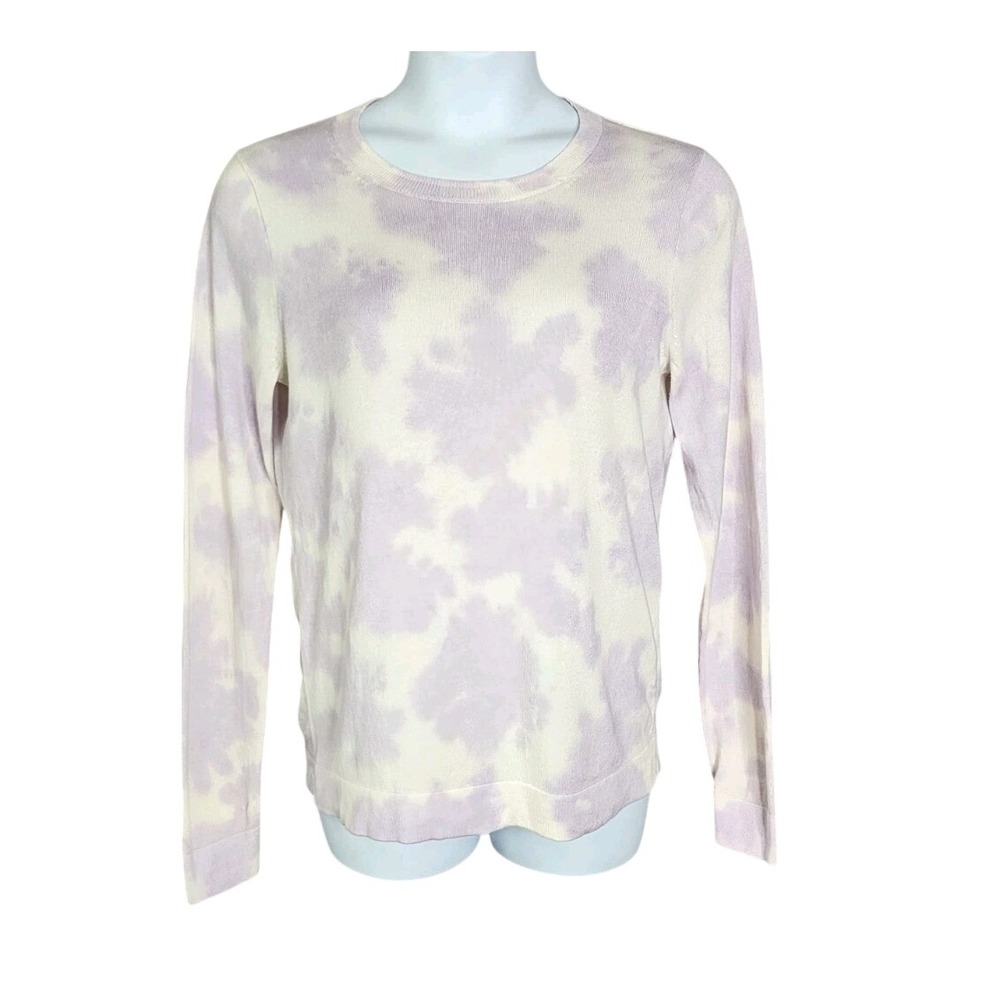 J.Crew Teddie Sweater Women's Large Purple Lavender Tie Dye Crewneck Pullover